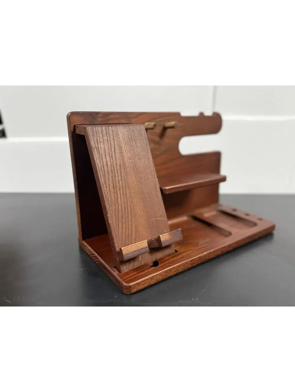 TYBELCO Wooden Desk Valet Organizer Phone Watch Wallet Dock Station